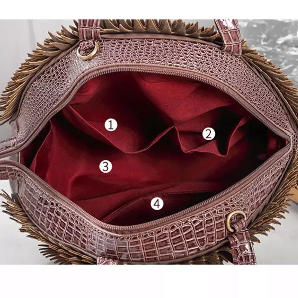 HEDGEHOG NOVELTY BAG PURPLE CROC EMBOSSED SATCHEL UNIQUE STATEMENT HANDBAG - Picture 7 of 15